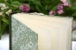 Preview: Leporello Album ca. 19,0x12,5x3,0 cm mit Verschlussschleife | Einband Japanpapier Chiyogami Kirschblüten | grün | Art. Nr. 97210601